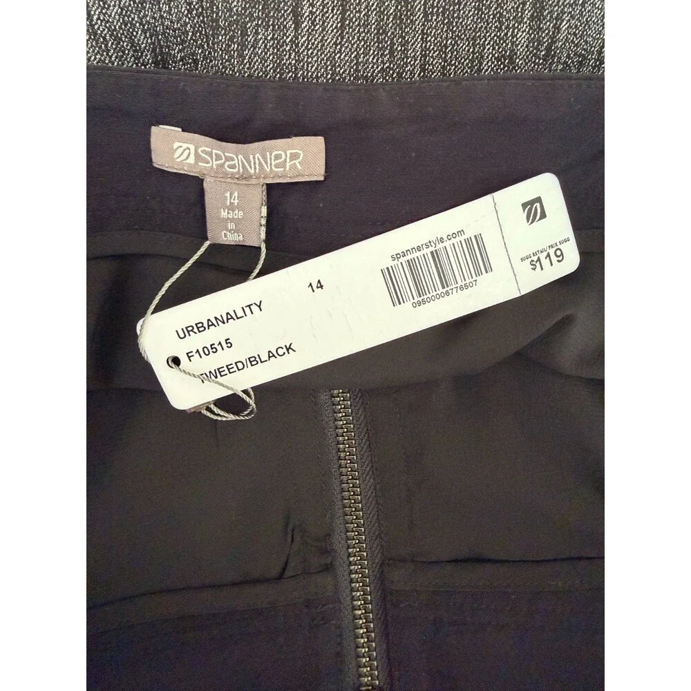 Spanner Urbanality Tweed Mini Skirt Black/Grey Full Front Zip Size 14 NWT $119 - Picture 5 of 8